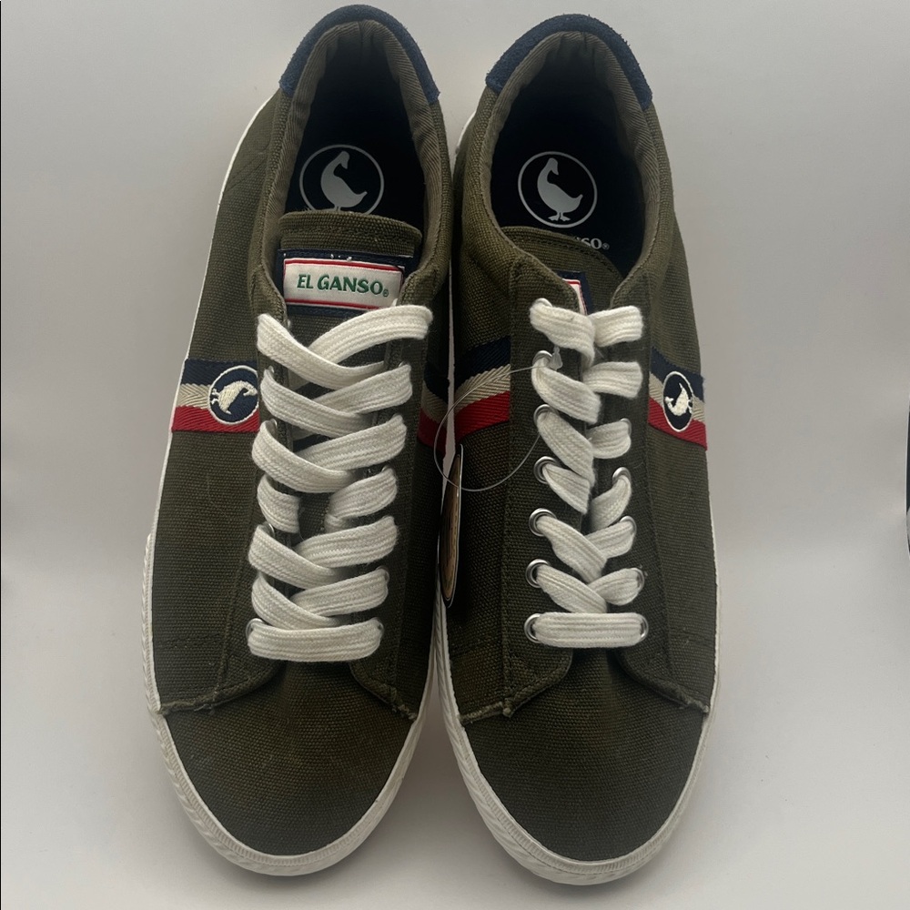 NWT EL GANSO Classic Kaki Canvas Handball Men's Green Canvas Sneakers Size 41